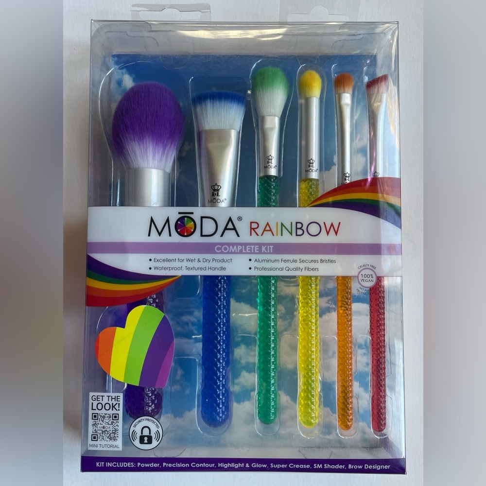 Moda Brush Rainbow Full Face 6pc Makeup Brush Kit NWT!